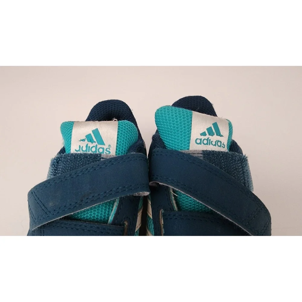 Adidas Alta Run Kids Size 8K Teal Navy Blue Camo Sole Hook Loop AF4356 EUC
